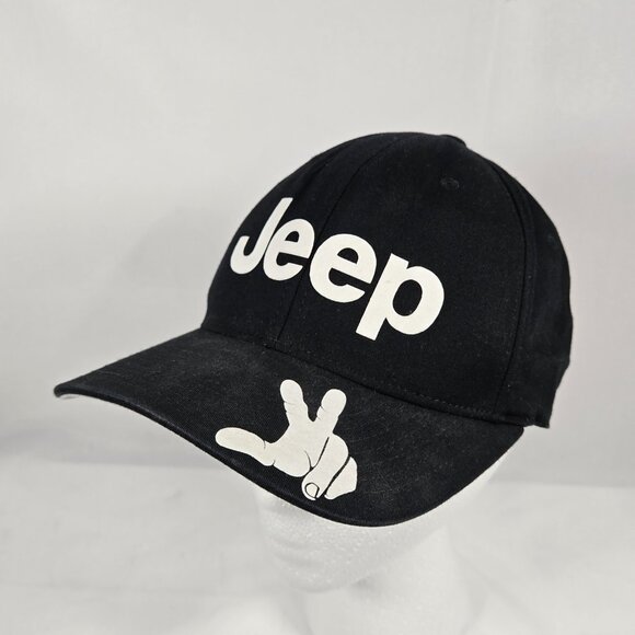 Jeep Flex Fit Baseball Hat Small - Medium Black White Logo Design - Picture 1 of 10